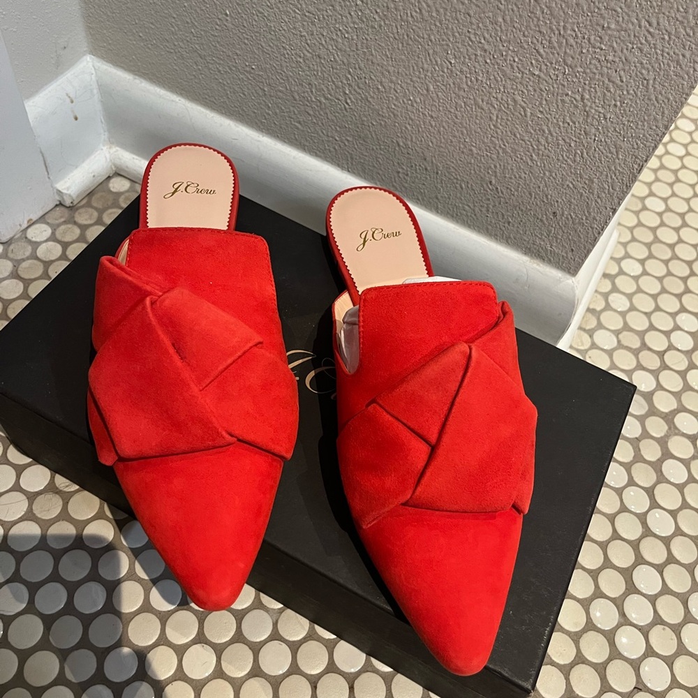 J. Crew Bold Red Suede Mules